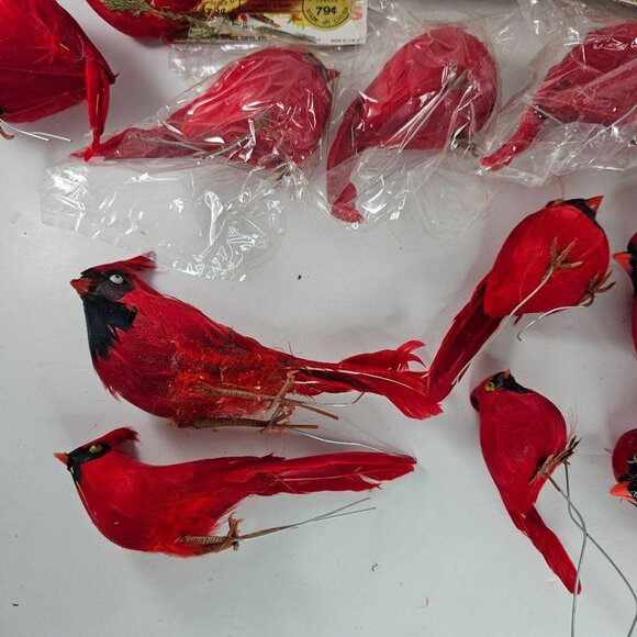 Lot of 25+ Red Cardinal Birds for Floral Arrangements Crafts Wedding - Picture 4 of 8